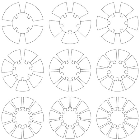 puzzle template with center and four to twelve optionsのイラスト素材