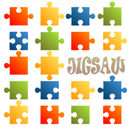 collection of all puzzle parts in different colorsのイラスト素材