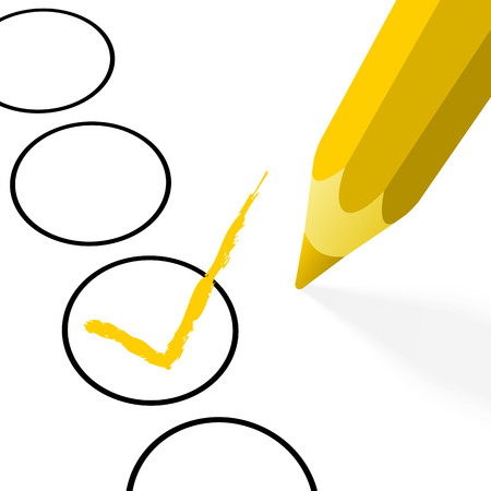 illustration of pencil colored yellow drawing a hookのイラスト素材