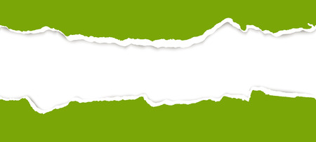 upper and lower part of ripped open paper colored greenのイラスト素材