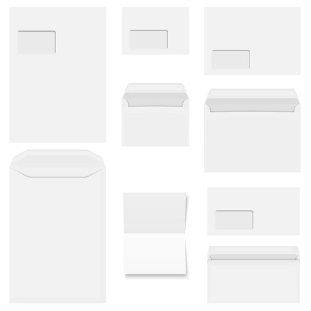 Collection of white envelopes with copy paperのイラスト素材
