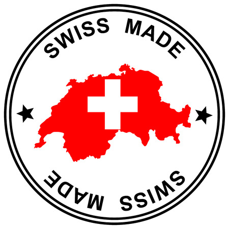 round patch " Swiss Made " with silhouette of switzerlandのイラスト素材