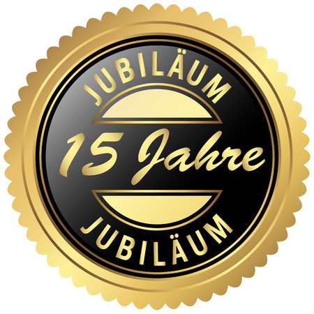 round seal colored black and gold for fifteen years jubileeのイラスト素材