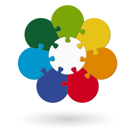 round flower puzzle colored with base and seven optionsのイラスト素材