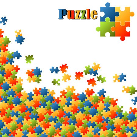 corner of colored puzzle parts with white backgroundのイラスト素材