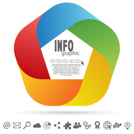 business info graphic colored with five options and some web iconsのイラスト素材