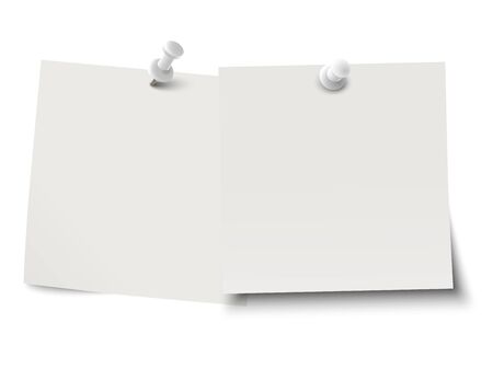 little sticky papers in a row with colored pin needles and free copy spaceのイラスト素材