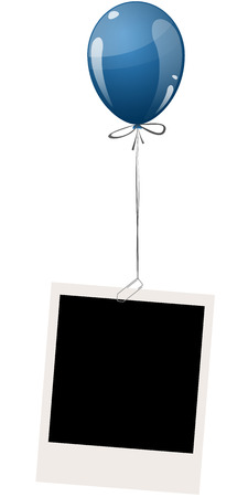 old empty photo hanging on an flying colored balloonのイラスト素材