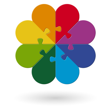 round flower puzzle colored with eight optionsのイラスト素材