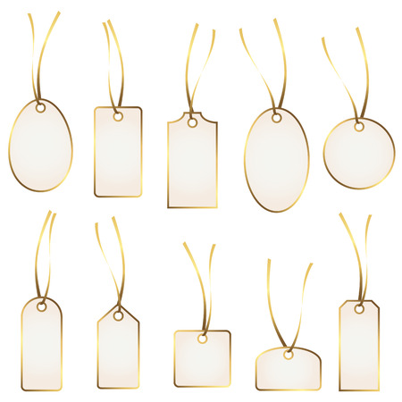 collection of different hang tags colored white and goldのイラスト素材