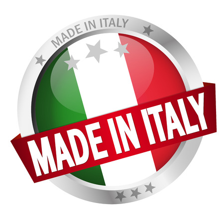 round button with banner, country flag and text MADE IN ITALYのイラスト素材