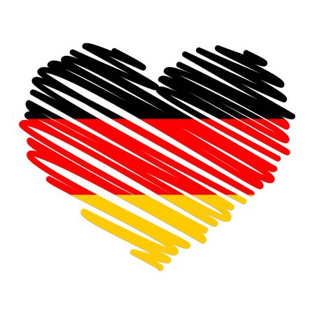 Line drawing scribble Heart with Country Colors Germanyのイラスト素材