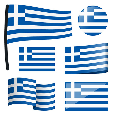 collection of different swung flags of country Greeceのイラスト素材