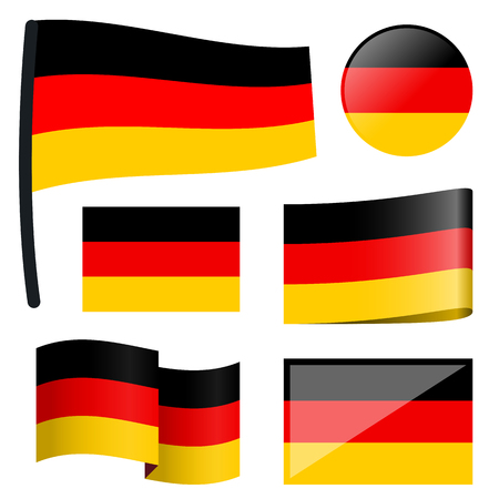 collection of different swung flags of country Germanyのイラスト素材