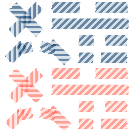collection of lined adhesive tapes colored blue and redのイラスト素材