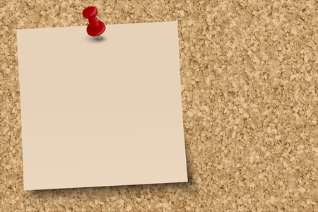 high detailed cork pinboard with pinned sticky paperのイラスト素材