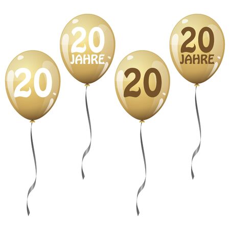 four golden jubilee balloons for 20 yearsのイラスト素材