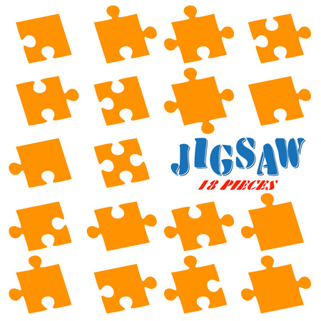 collection of all puzzle parts colored orangeのイラスト素材