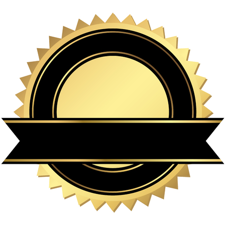 Round certificate colored gold with black bannerのイラスト素材