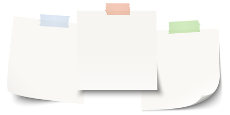 little sticky papers in a row with colored adhesive tape and free copy spaceのイラスト素材