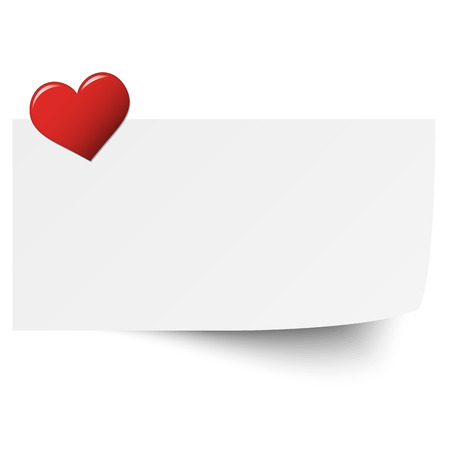 little white sticky paper with red heart pinのイラスト素材