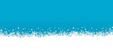 white seamless snow flakes on bottom side and colored backgroundのイラスト素材