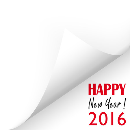 turned over white paper corner showing 2016 and text Happy New Yearのイラスト素材