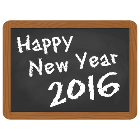 greetings on school slate with text Happy New Year 2016のイラスト素材