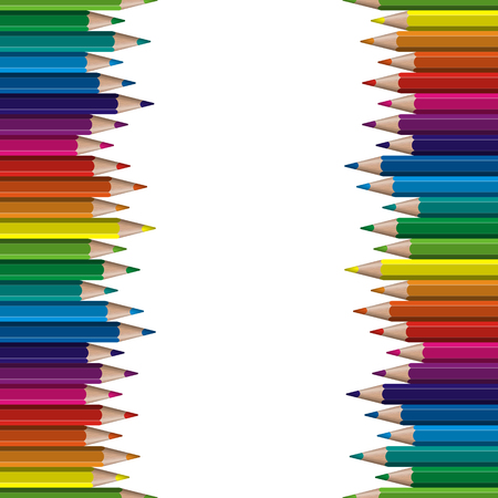 seamless colored pencils row on left and right sideのイラスト素材