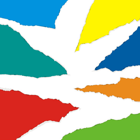 white ripped open paper collection with colored backgroundのイラスト素材