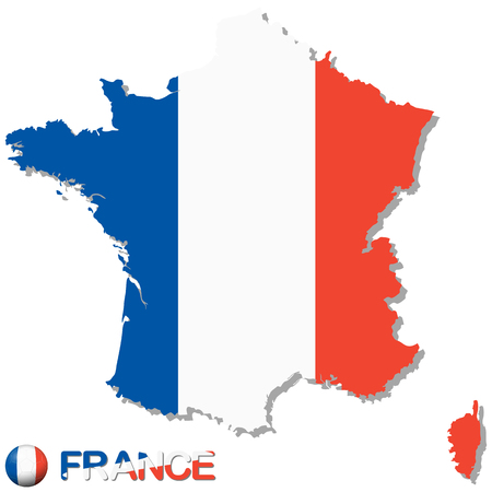 silhouette of europe country france with national colors for football seasonのイラスト素材