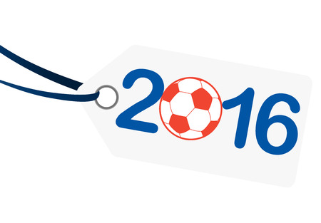 hang tag with lettering 2016, soccer ball and france national colorsのイラスト素材