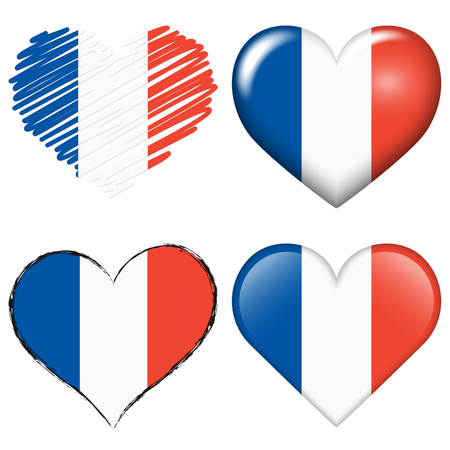 collection of france icon hearts for soccer gameのイラスト素材