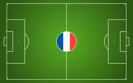 abstract green soccer field with white marks and france national colors in center pointのイラスト素材
