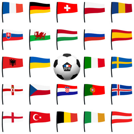 alle flags of national teams of france soccer championshipのイラスト素材