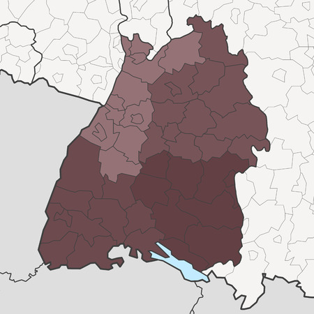 Map of Germany federal state Baden-Württemberg with neighboring federal statesのイラスト素材