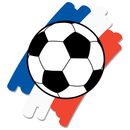 black and white soccer ball with france national colors in backgroundのイラスト素材