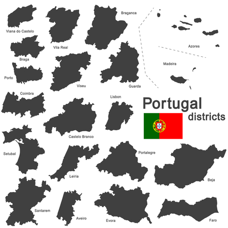 european country Portugal and districts in detailsのイラスト素材