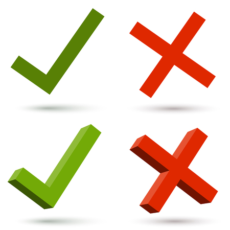 collection of different green hooks and red crossesのイラスト素材