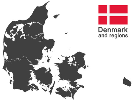 european country Denmark and detailed regionsのイラスト素材