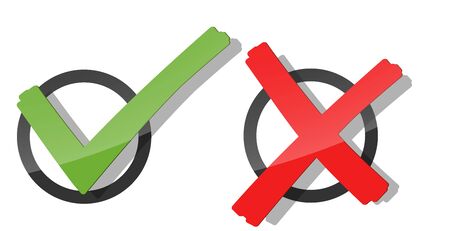 collection of red and green check marks and crosses to symbolize successのイラスト素材