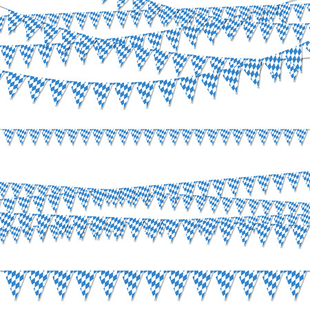 different Oktoberfest garlands having blue and white checkered patternのイラスト素材