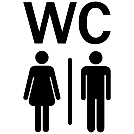 silhouettes of man and woman showing water closet area (WC)のイラスト素材