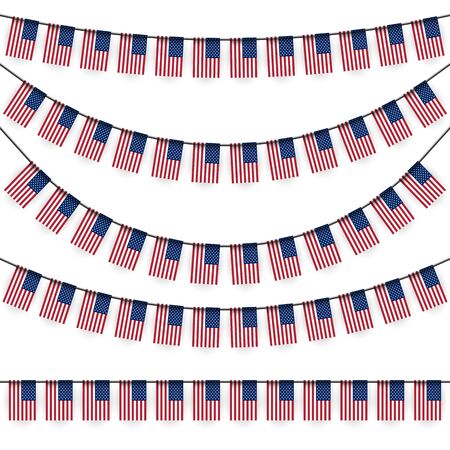 different garlands with national colors of US flagのイラスト素材