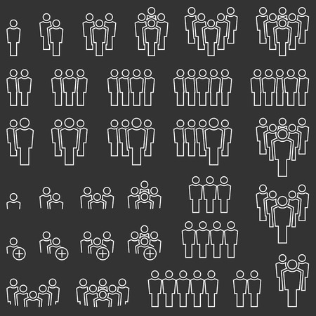 collection of many different icons showing typical teamwork or leading business situationsのイラスト素材