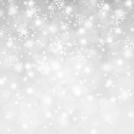 snow flakes on bottom side, abstract fall of snow with silver colored backgroundのイラスト素材