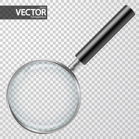 silver magnifier with checkered background showing transparency effectのイラスト素材
