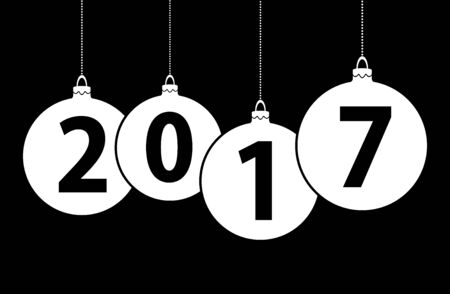 black background with white christmas bubbles and text 2017 for the new yearのイラスト素材