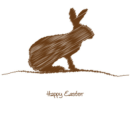 scribble bunny silhouette colored brown for Easter timeのイラスト素材