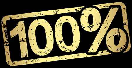Grunge stamp with frame colored gold and text 100%のイラスト素材